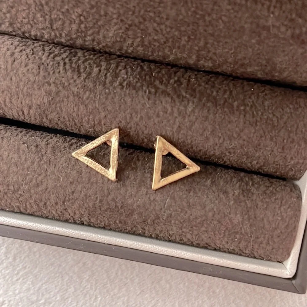 Minimalist triangle gold studs